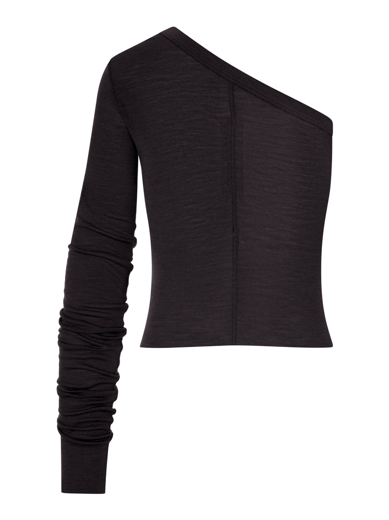 Rick Owens Women Ziggy T One-Shoulder Jersey Top With Long Sleeves
