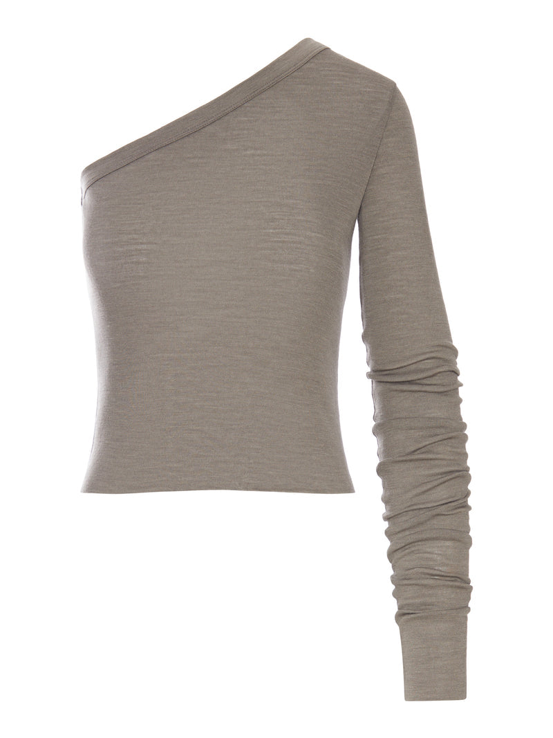 Rick Owens Rick Owens Women Ziggy T One-Shoulder Jersey Top With Long Sleeves