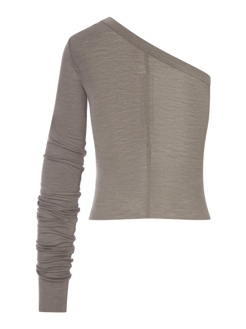 Rick Owens Rick Owens Women Ziggy T One-Shoulder Jersey Top With Long Sleeves