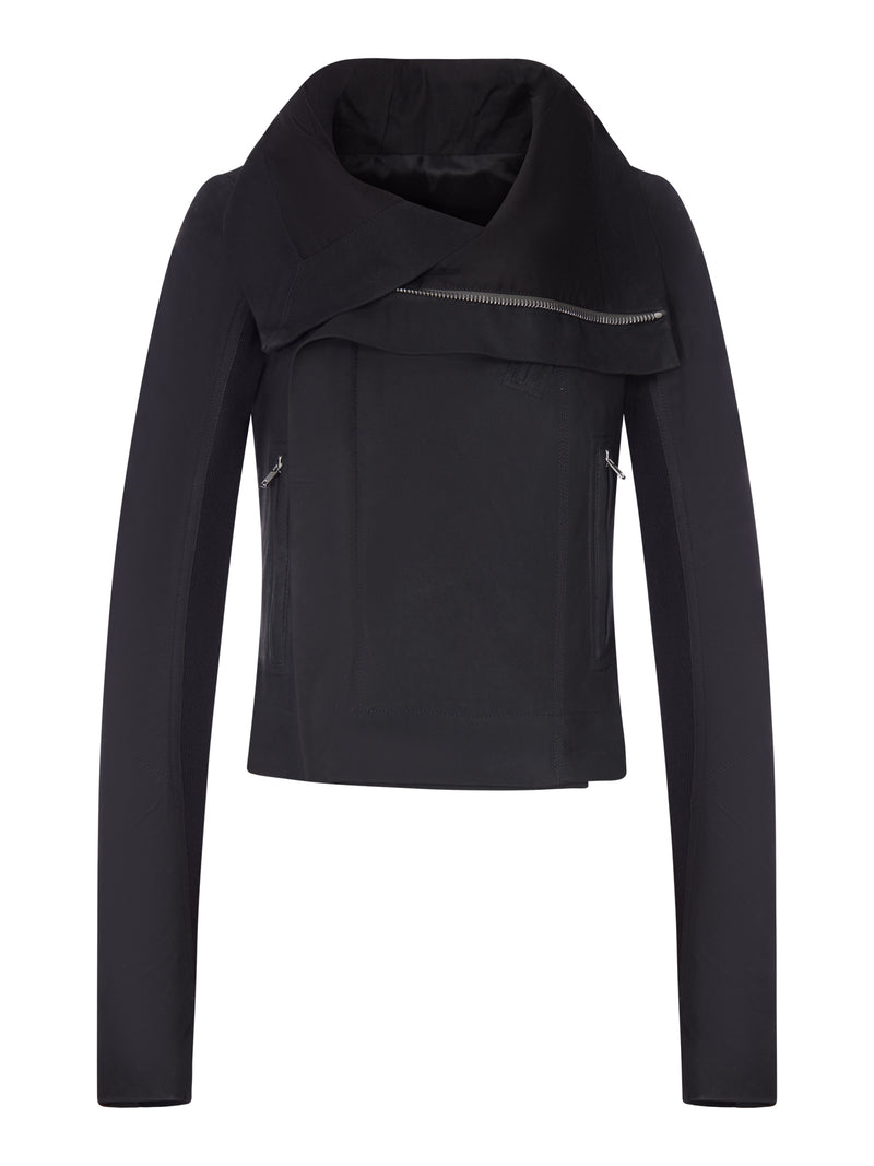 Rick Owens Women Biker Jacket With Wide Wrap Collar