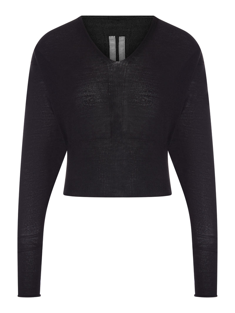 Rick Owens Rick Owens Women Cropped V-Neck Sweater In Fine Wool
