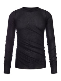 Rick Owens Rick Owens Men Semi-Transparent Ribbed T-Shirt With Draping