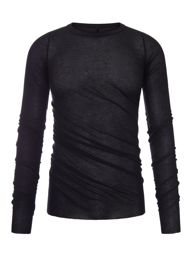 Rick Owens Rick Owens Men Semi-Transparent Ribbed T-Shirt With Draping
