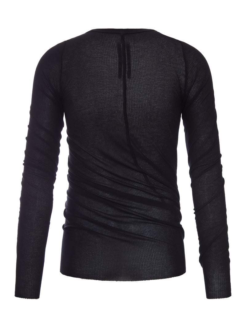 Rick Owens Rick Owens Men Semi-Transparent Ribbed T-Shirt With Draping