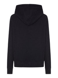 Rick Owens Men Zip-Up Cotton Sweatshirt With Melange Hoodie