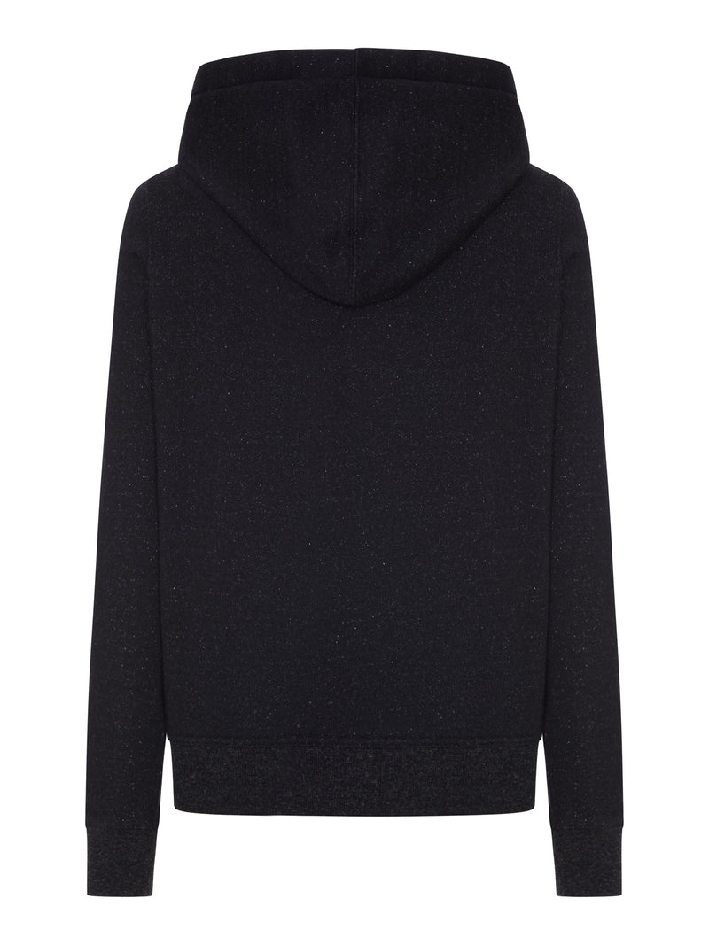Rick Owens Men Zip-Up Cotton Sweatshirt With Melange Hoodie