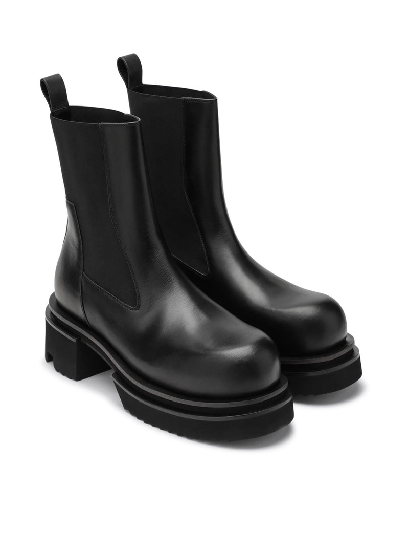 Rick Owens Men Bogun Black Leather Boots