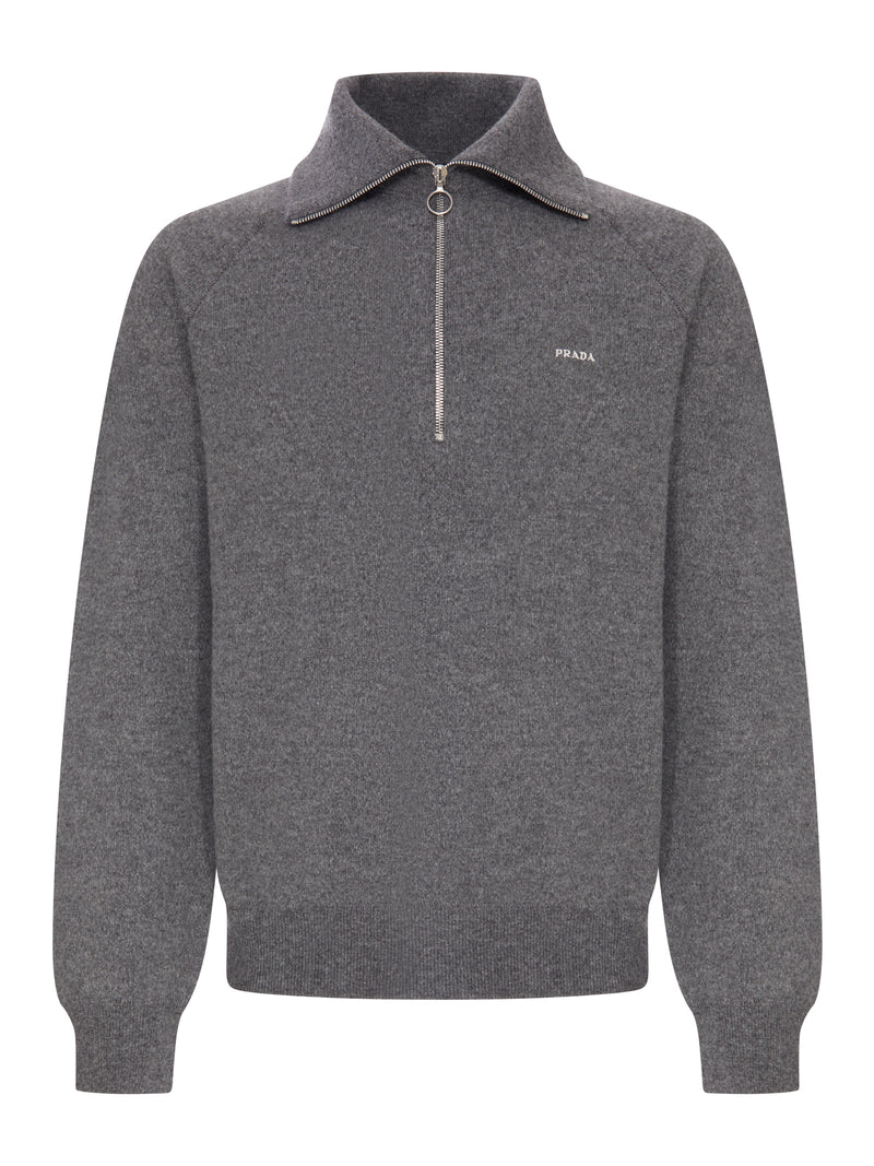 Prada Men Knitted Polo Shirt With Prada Logo