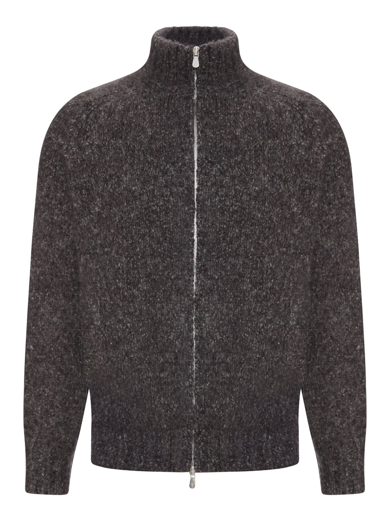 Brunello Cucinelli Brunello Cucinelli Men Boucle Knit Zip-Up Sweater With High Neck