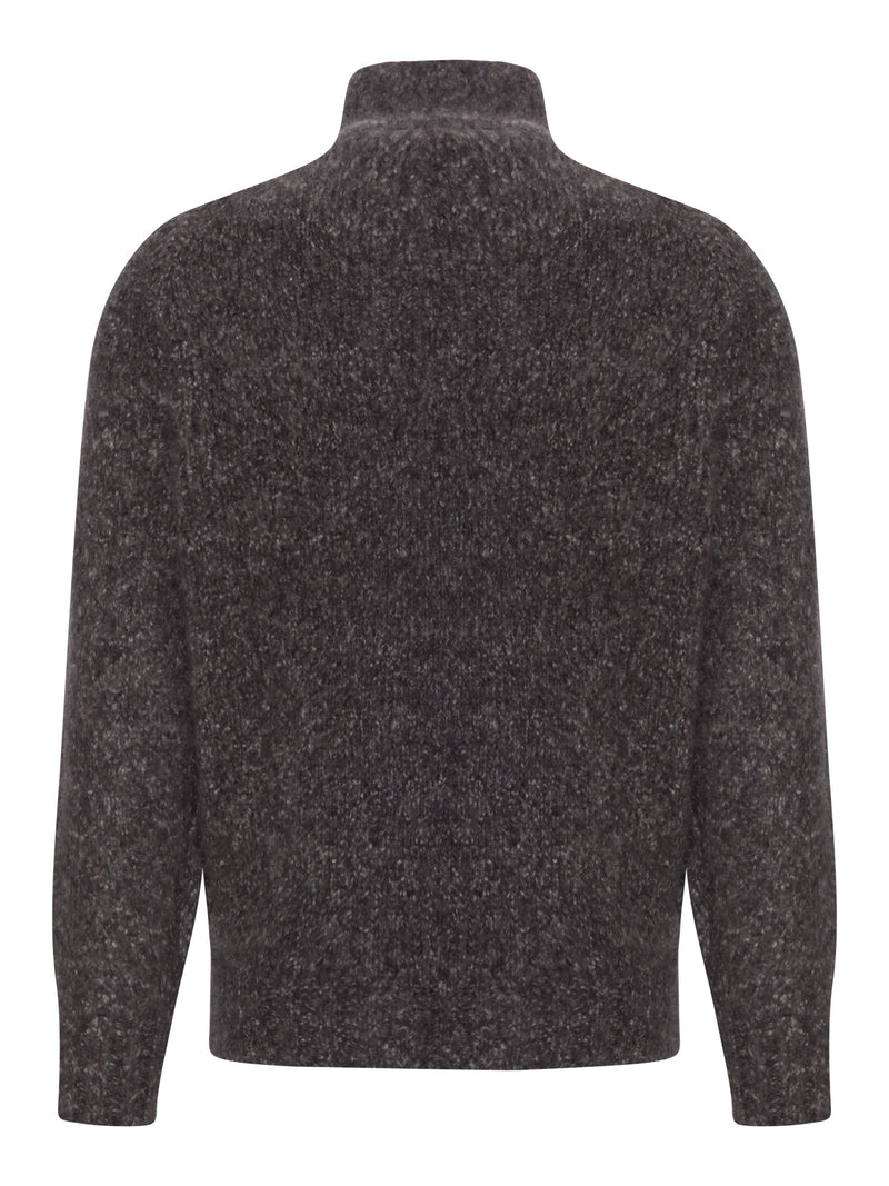 Brunello Cucinelli Brunello Cucinelli Men Boucle Knit Zip-Up Sweater With High Neck
