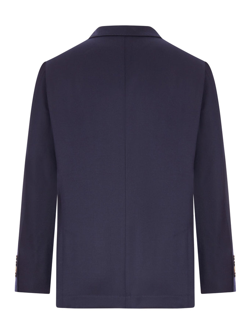 Brunello Cucinelli Brunello Cucinelli Men Blue Cashmere Blazer With Contrasting Lining