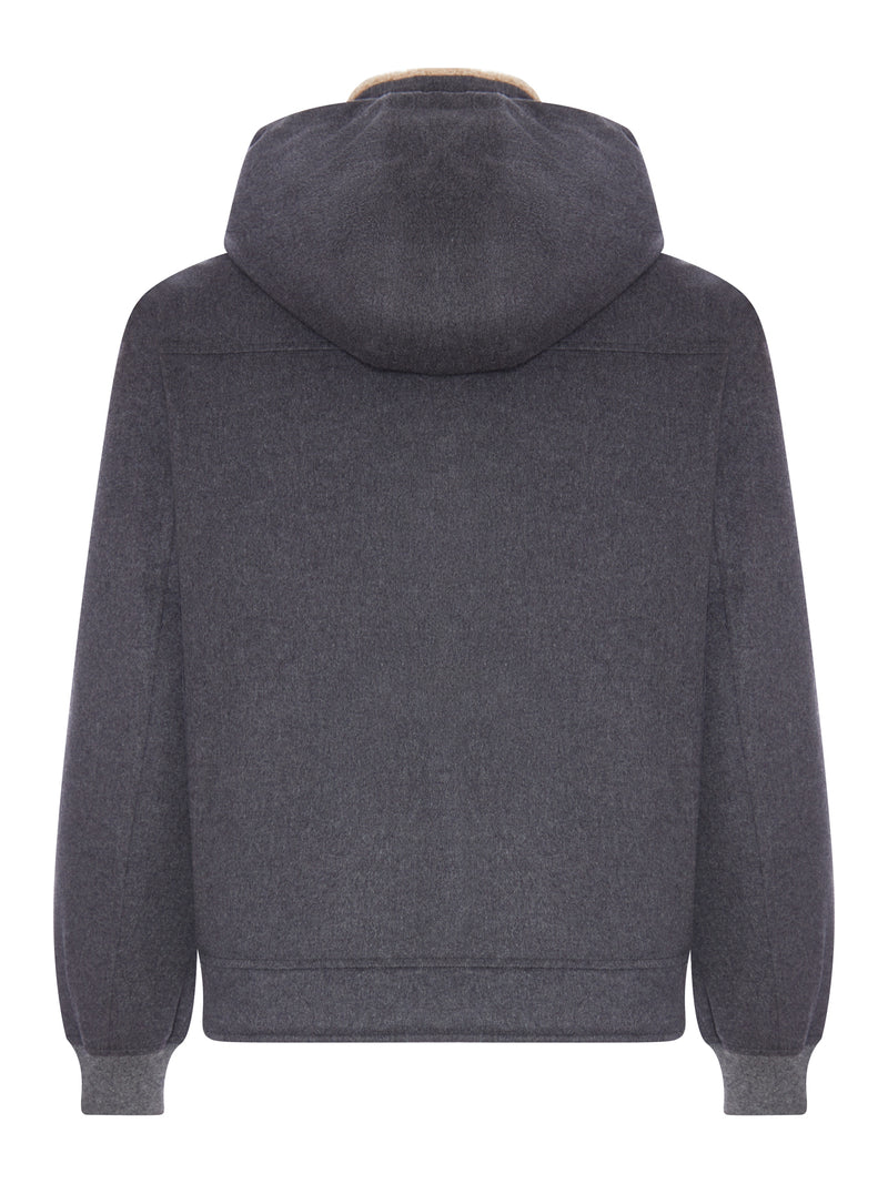 Brunello Cucinelli Brunello Cucinelli Men Hooded Bomber Jacket In Wool And Shearling
