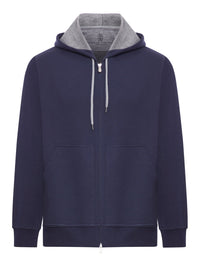 Brunello Cucinelli Brunello Cucinelli Men Double Cotton, Cashmere And Silk Sweatshirt Topwear With Zip And Hood