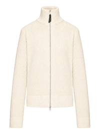 Maison Margiela Women Ribbed Cotton Zip-Up Cardigan