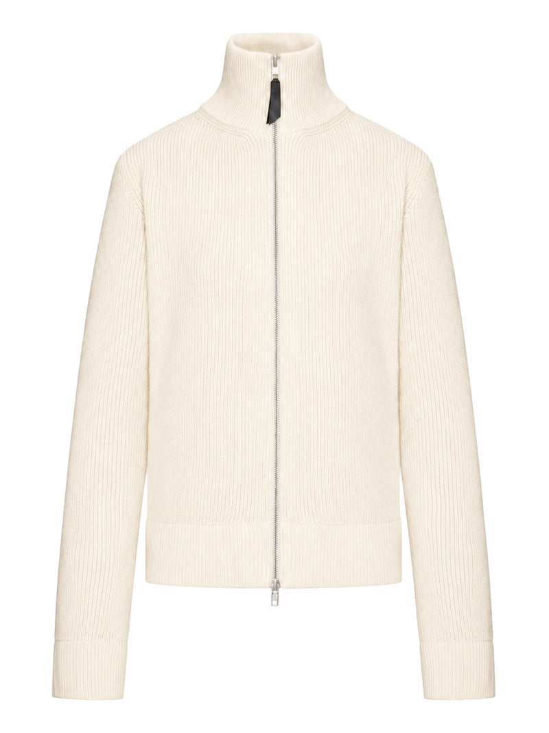 Maison Margiela Women Ribbed Cotton Zip-Up Cardigan