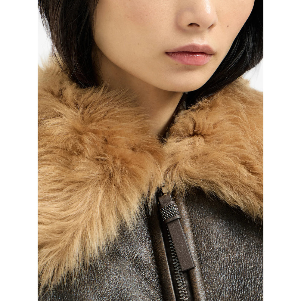 Brunello Cucinelli Brunello Cucinelli Brown Jackets - Leather Jackets Women
