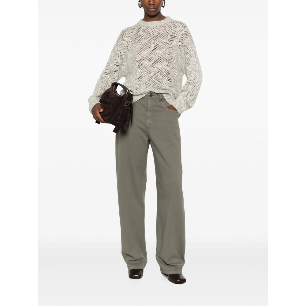 Brunello Cucinelli Brunello Cucinelli Green Denim - Wide-Leg Jeans Women