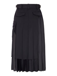 Sacai Sacai Women Pleated Midi Skirt With Cargo Pockets