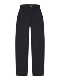 Sacai Women Wide-Leg Wool-Blend Trousers With A Belt