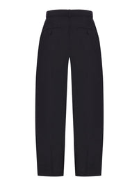 Sacai Women Wide-Leg Wool-Blend Trousers With A Belt