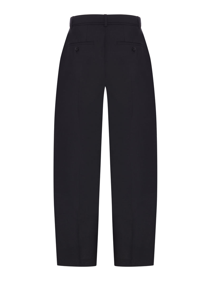 Sacai Women Wide-Leg Wool-Blend Trousers With A Belt