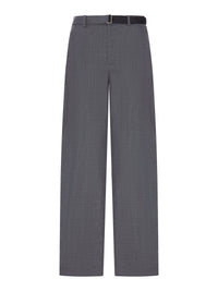 Sacai Sacai Women Wide-Leg Wool-Blend Trousers With A Belt