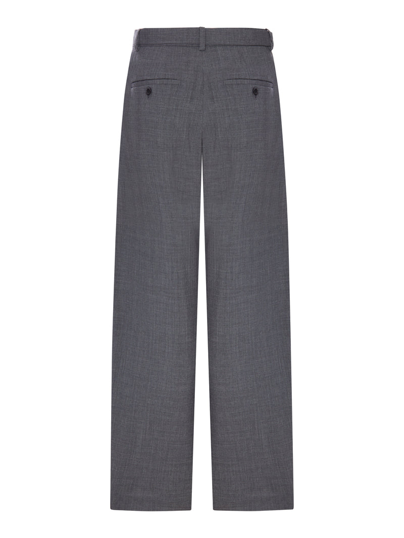 Sacai Sacai Women Wide-Leg Wool-Blend Trousers With A Belt