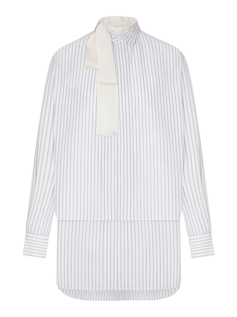 Sacai Sacai Women Striped Shirt Dress With Integrated Scarf