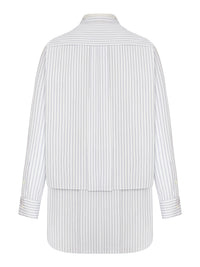 Sacai Sacai Women Striped Shirt Dress With Integrated Scarf