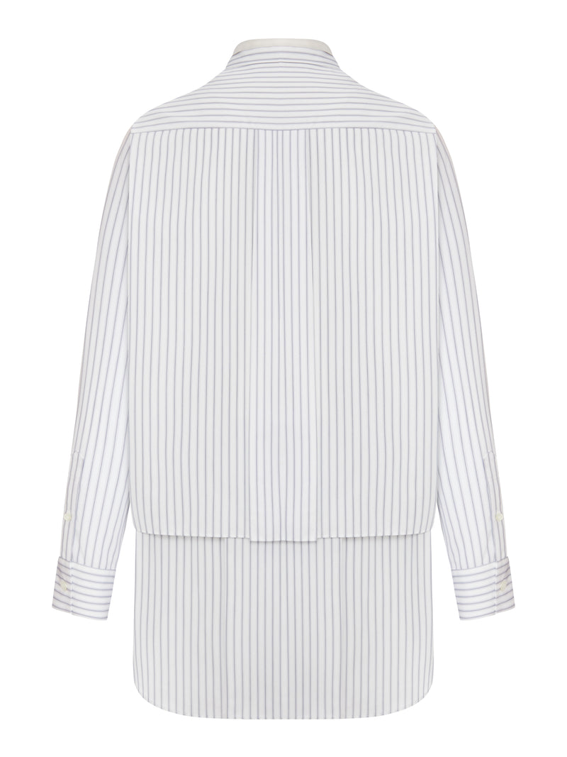 Sacai Sacai Women Striped Shirt Dress With Integrated Scarf