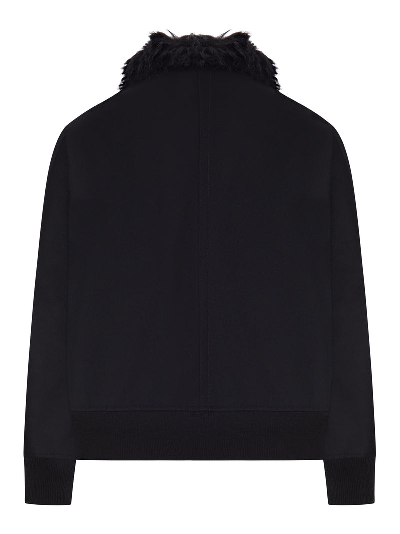 Sacai Men Bomber Jacket With Faux Fur Collar