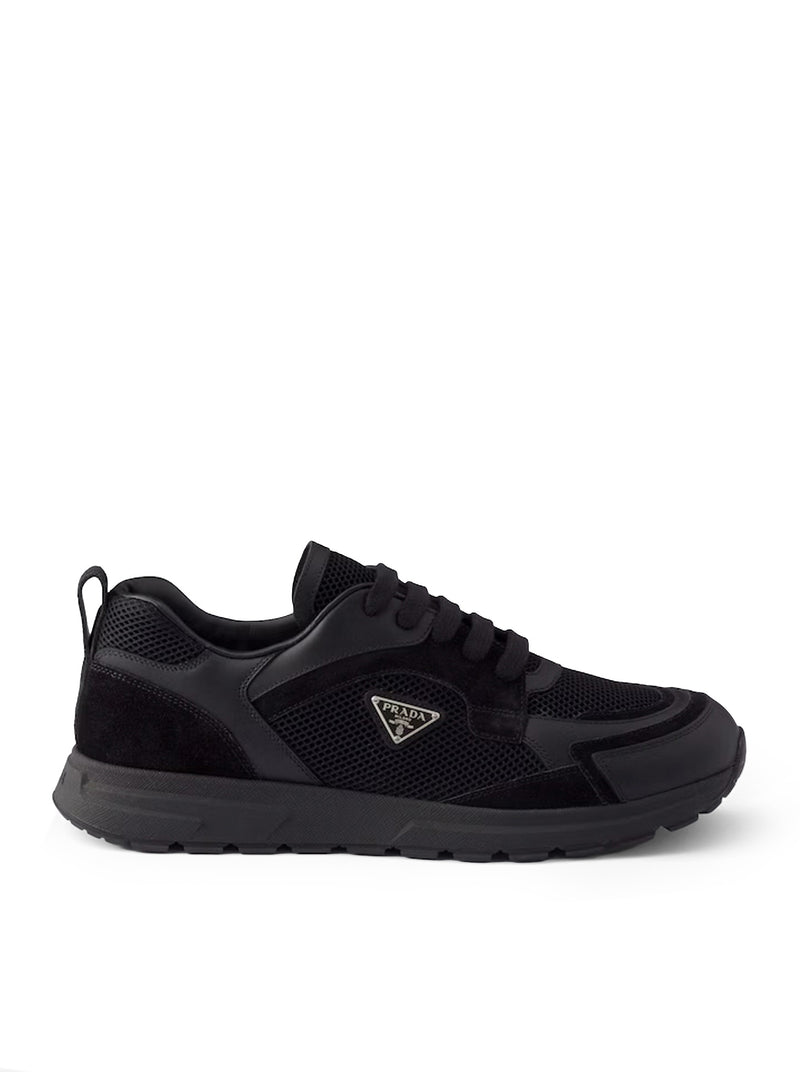 Prada Men Prax Sneakers In Leather And Fabric