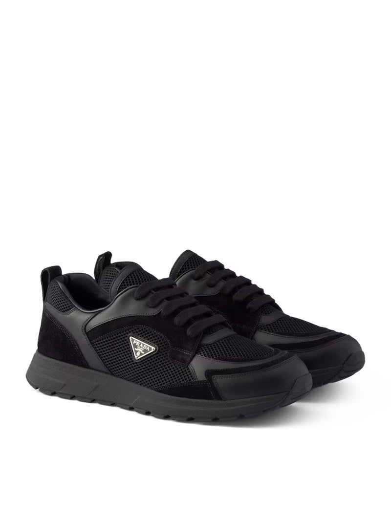 Prada Men Prax Sneakers In Leather And Fabric