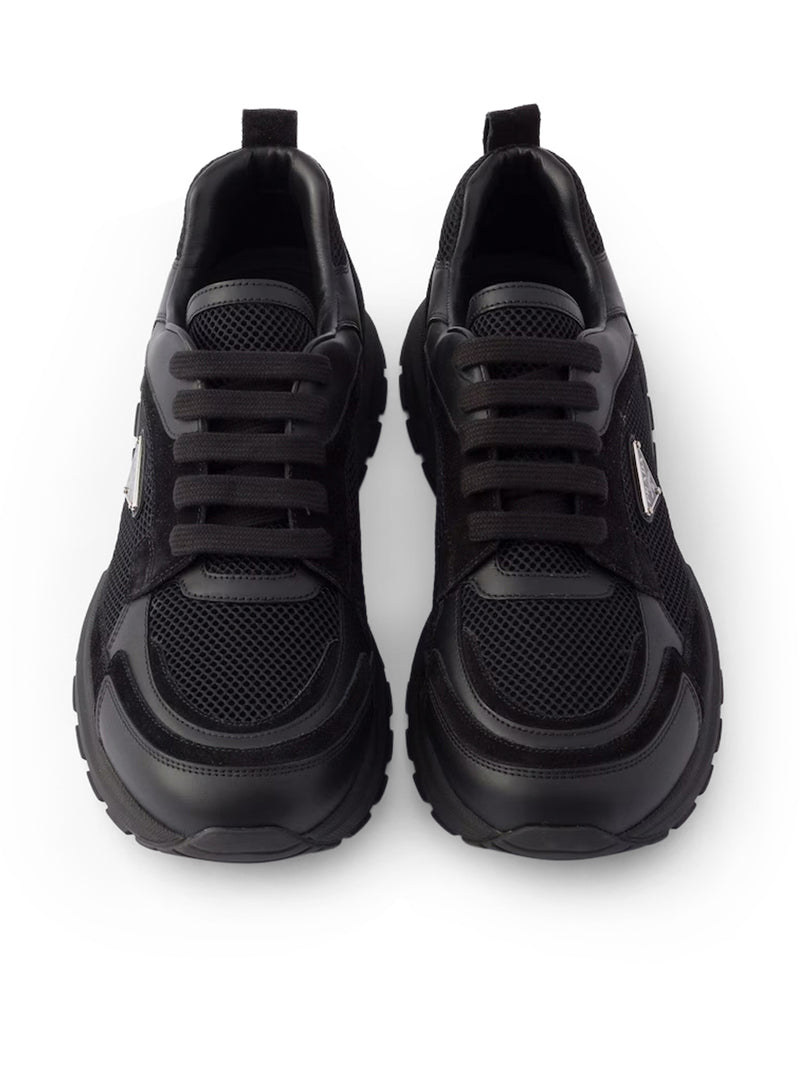 Prada Men Prax Sneakers In Leather And Fabric