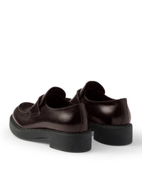 Prada Prada Men Brushed Leather Loafers With Logo