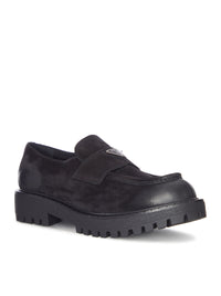 Prada Prada Men Suede Loafers With A Distressed Finish