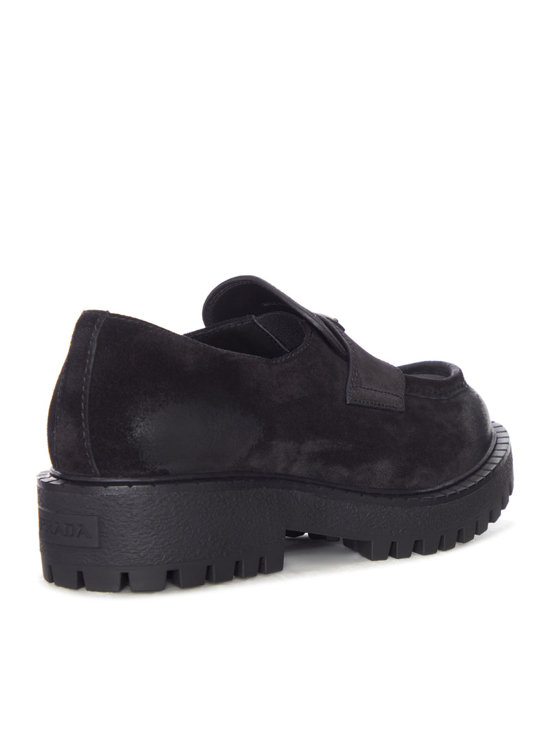Prada Prada Men Suede Loafers With A Distressed Finish