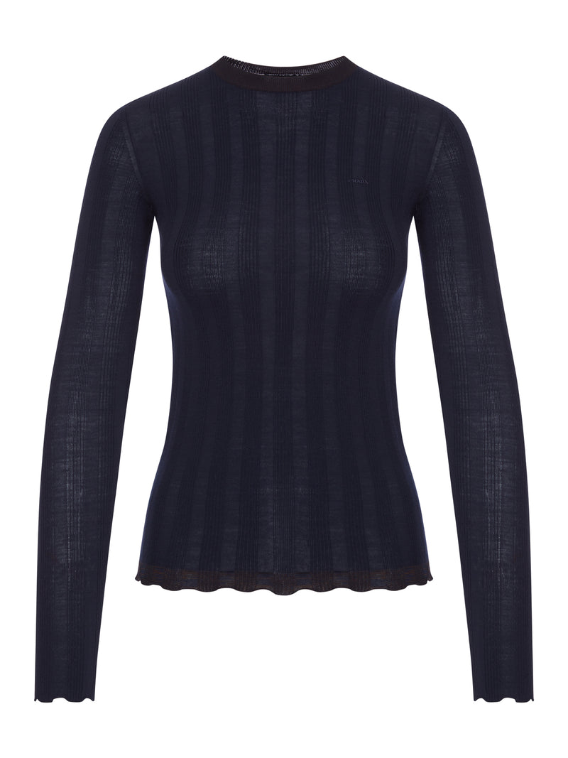 Prada Prada Women Ribbed Knit Top With Logo