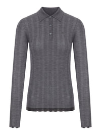 Prada Prada Women Ribbed Knit Polo Shirt With Logo