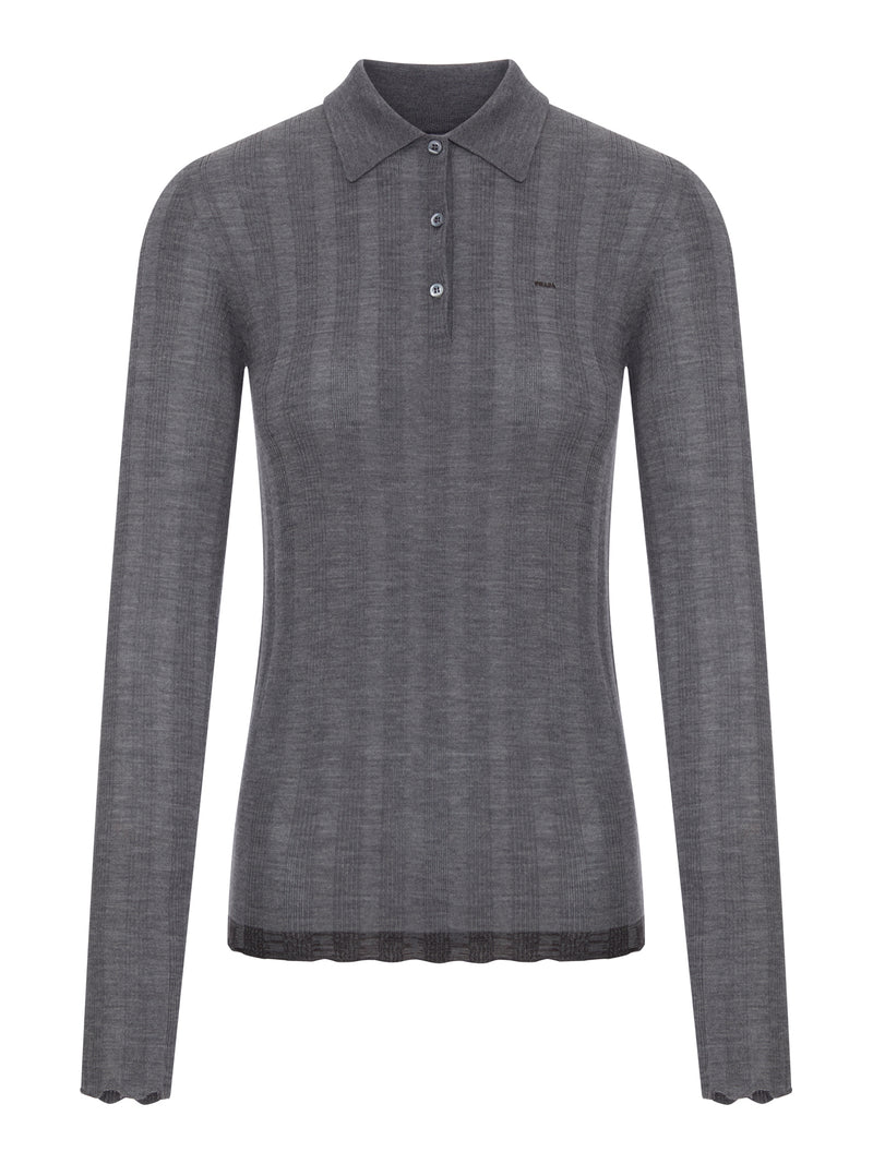 Prada Prada Women Ribbed Knit Polo Shirt With Logo