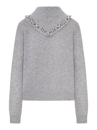 Prada Women Cashmere Sweater With Embroidered Scarf
