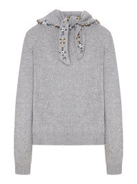 Prada Women Cashmere Sweater With Embroidered Scarf