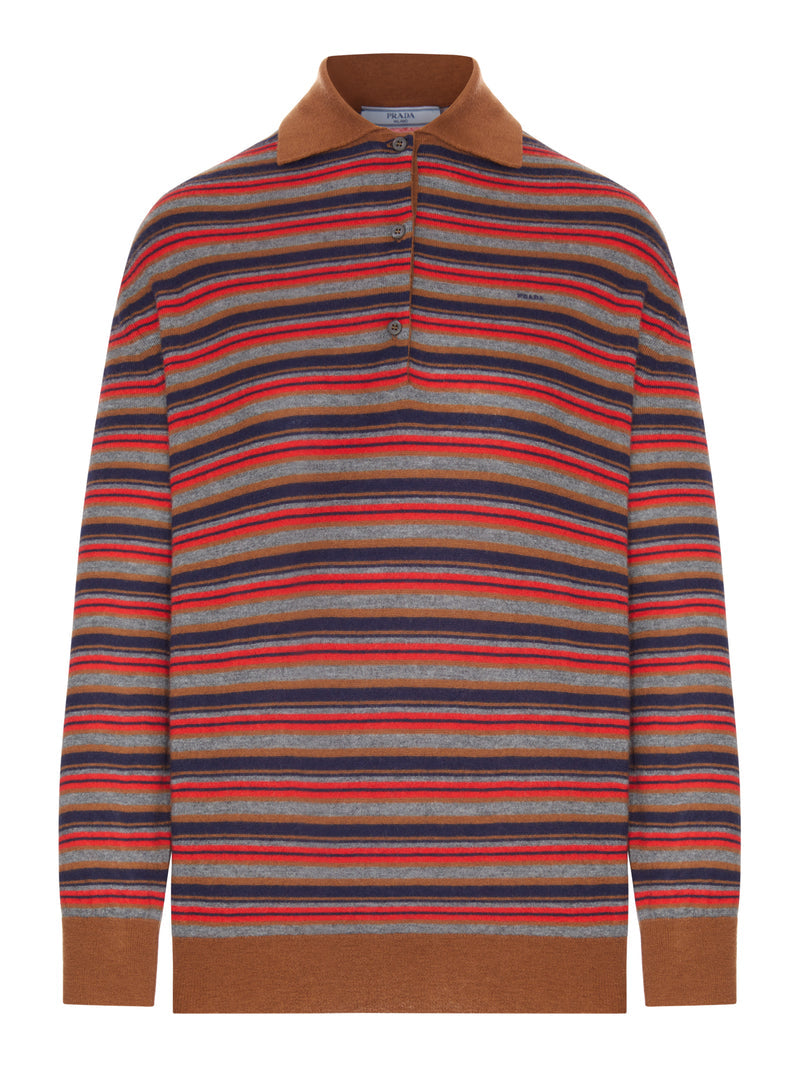 Prada Women Striped Cashmere Polo Shirt