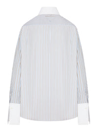 Prada Prada Women Striped Cotton Shirt With Contrasting Cuffs