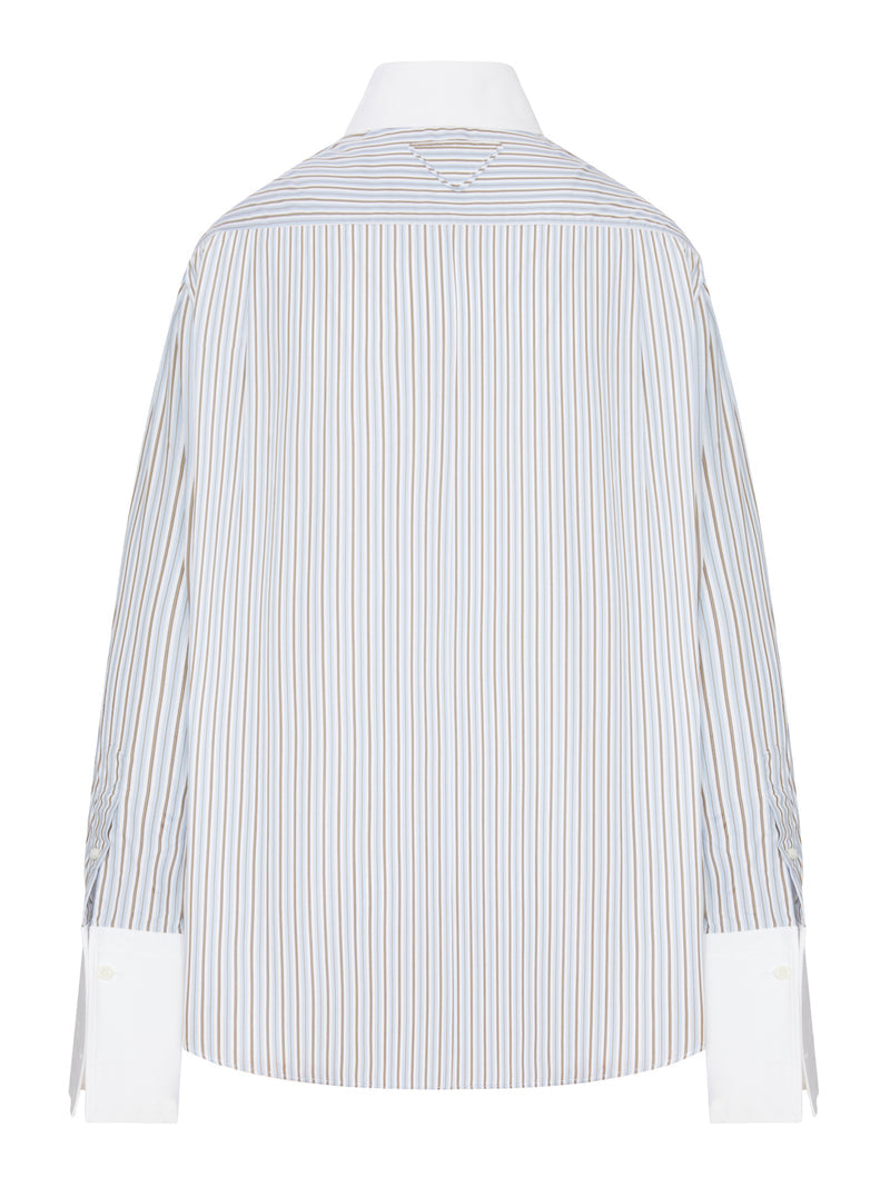 Prada Prada Women Striped Cotton Shirt With Contrasting Cuffs