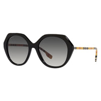 Burberry Sunglasses Round Full Rim, Black Frame and Grey Gradient Lens BE437538538G