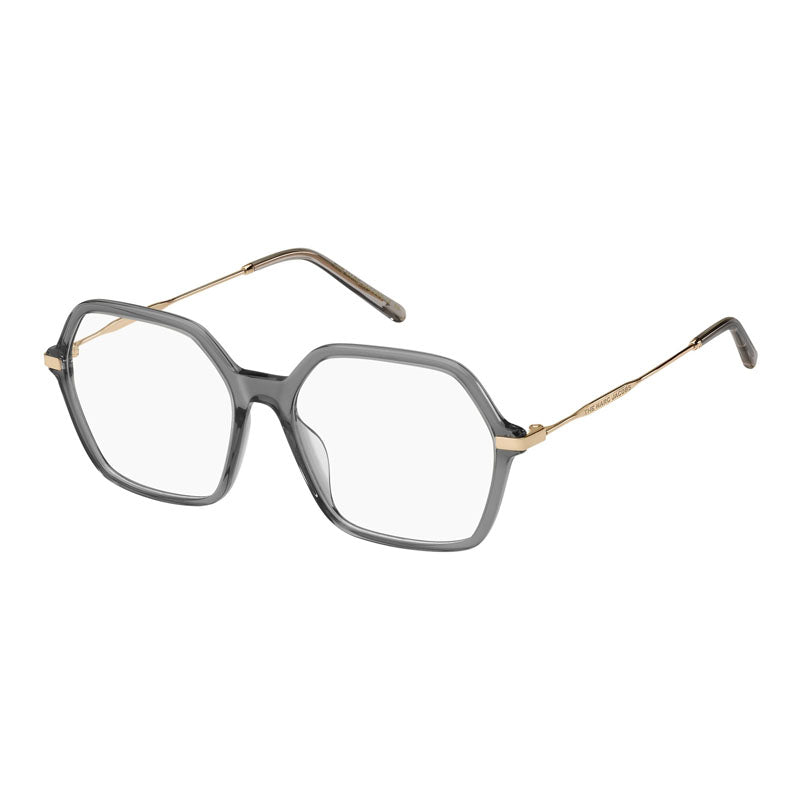 Marc Jacobs Eyeglasses Geometric Full Rim, Shiny Transparent Pink/Gold Frame and Clear Lens Lens MARC615035J00