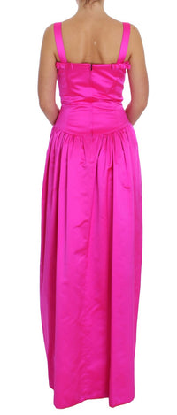 Dolce & Gabbana Pink Silk Long Sheath Ball Gown Women's Dress
