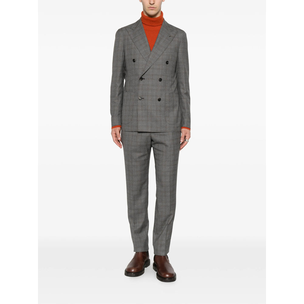 Tagliatore Grey Suits - Double Breasted Suits Men