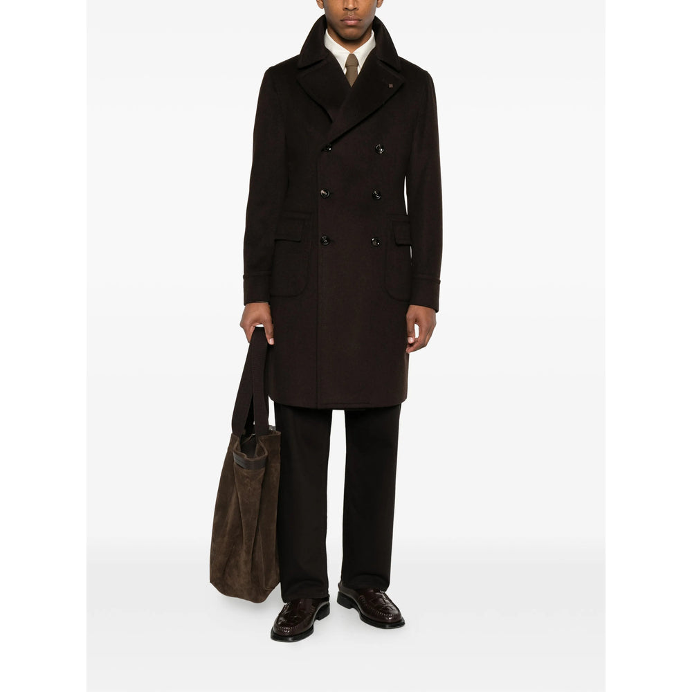 Tagliatore Brown Coats - Double Breasted Coats Men